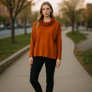 Burnt orange cowl neck sweater size small NWT